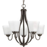 Chandelier  - Antique Bronze 5-Light Etched Glass